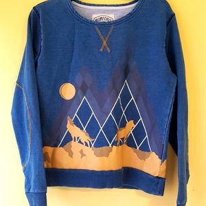 Mumford and Sons Blue Sweatshirt with Yellow Wolves Womens' Size Medium